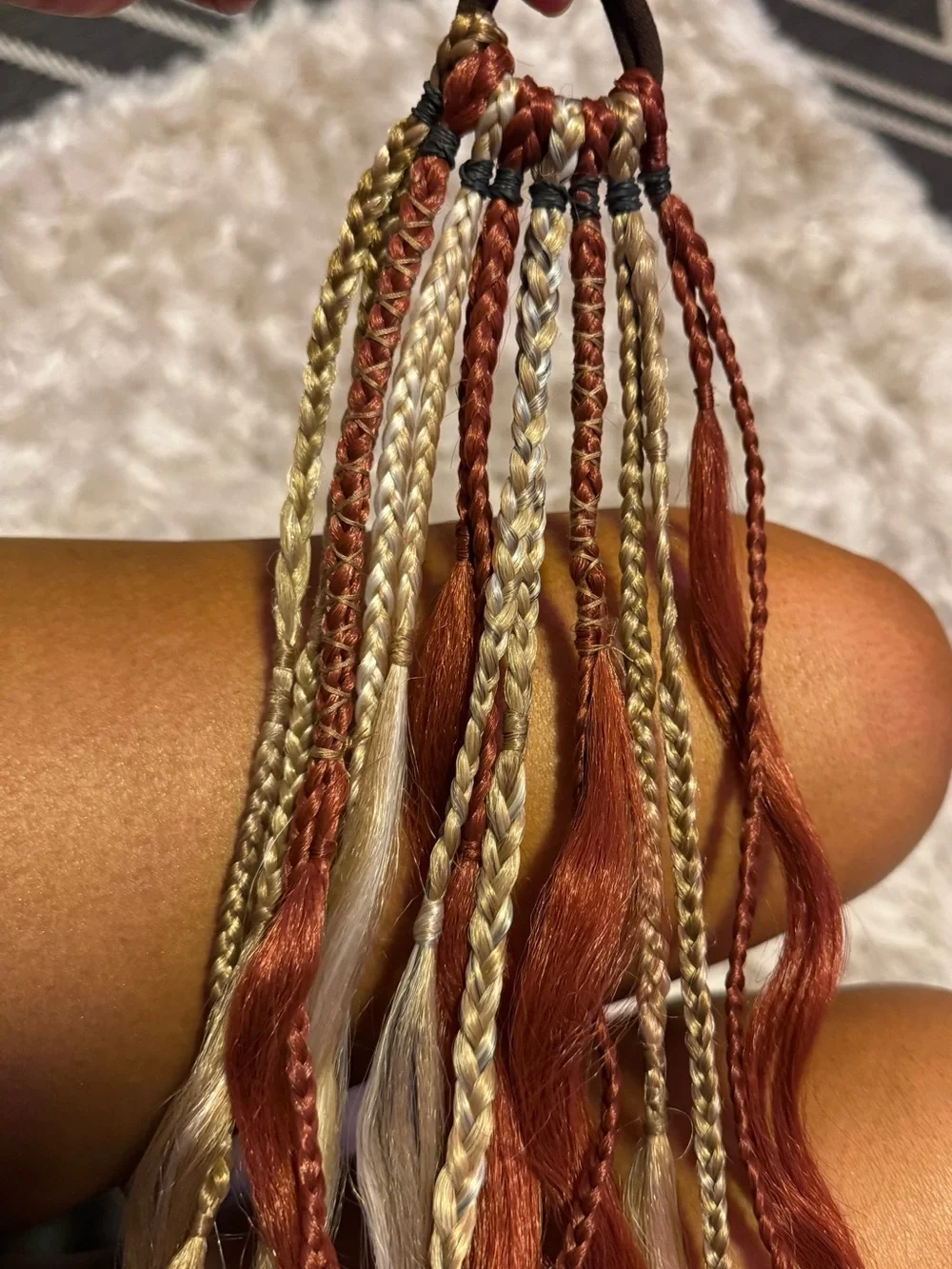Copper Red & Blonde Braided Curly Hair Extensions - Fashion Accent